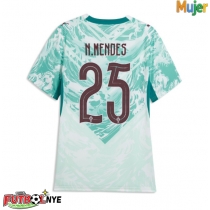 Camiseta Portugal Nuno Mendes #25 Visitante Equipación para mujer Mundial 2026 manga corta